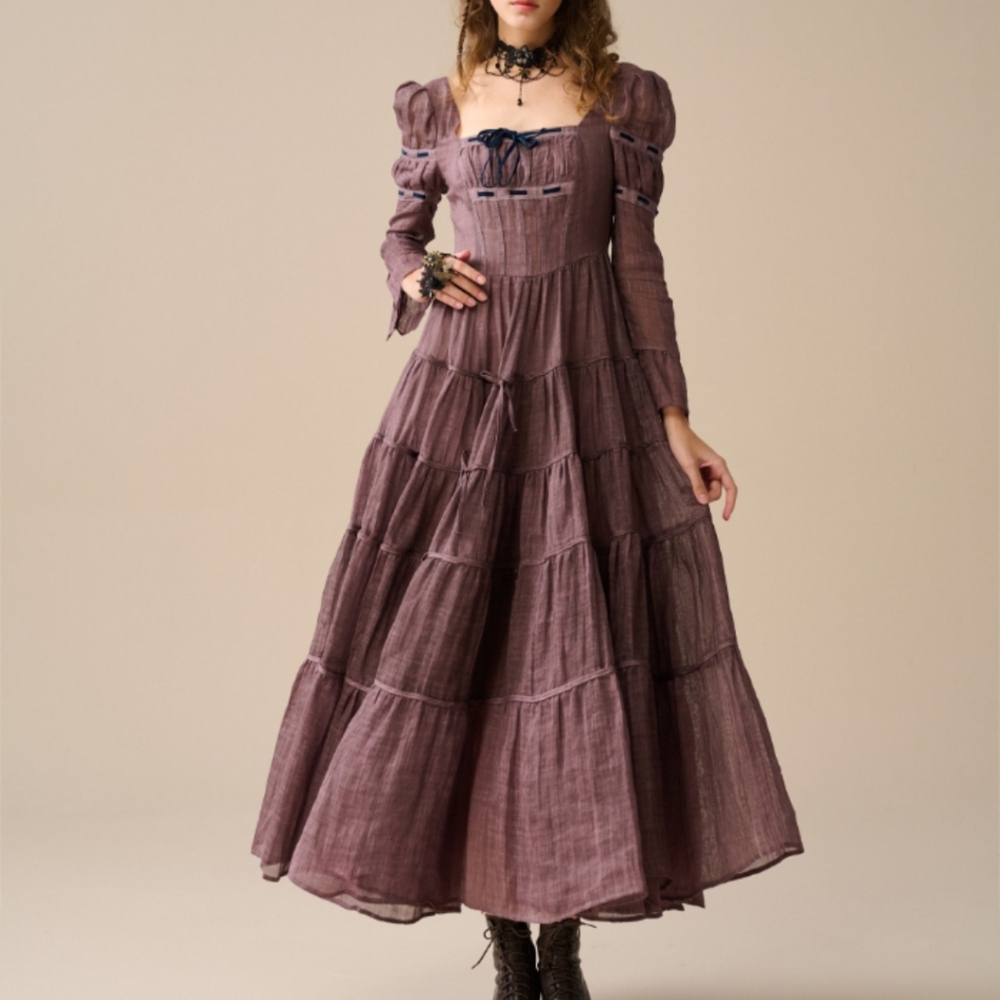 Queena 22 | Empired Maxi linen dress